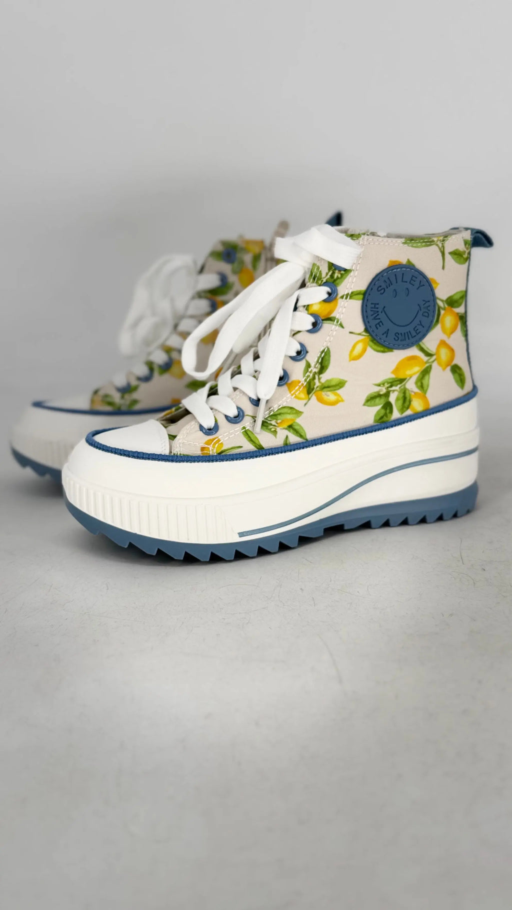 Sneaker mit Plateausohle, blau/gelb 680 - By Elena FashionBy Elena Fashion