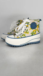 Sneaker mit Plateausohle, blau/gelb 680 - By Elena FashionBy Elena Fashion