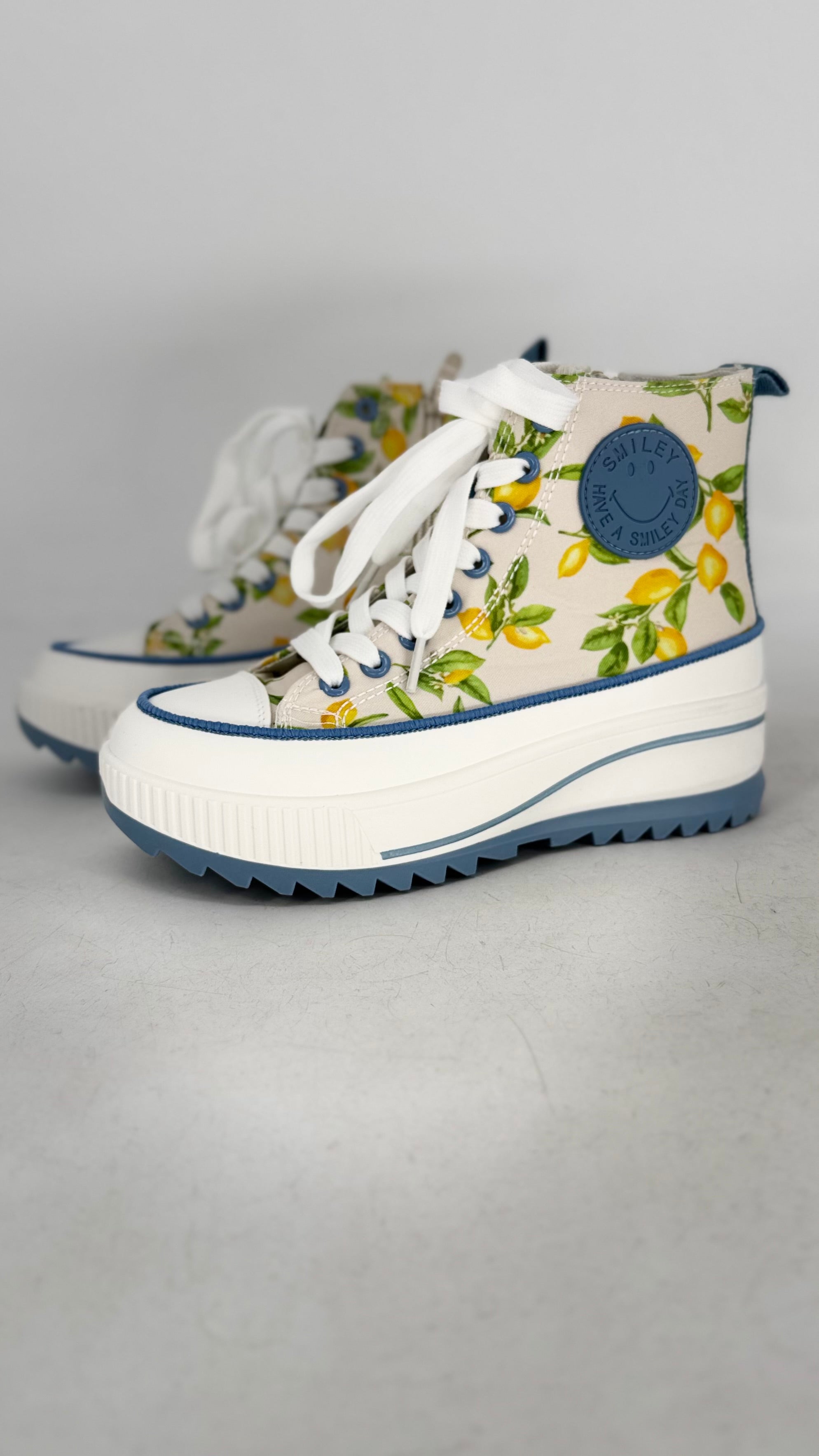 Sneaker mit Plateausohle, blau/gelb 680