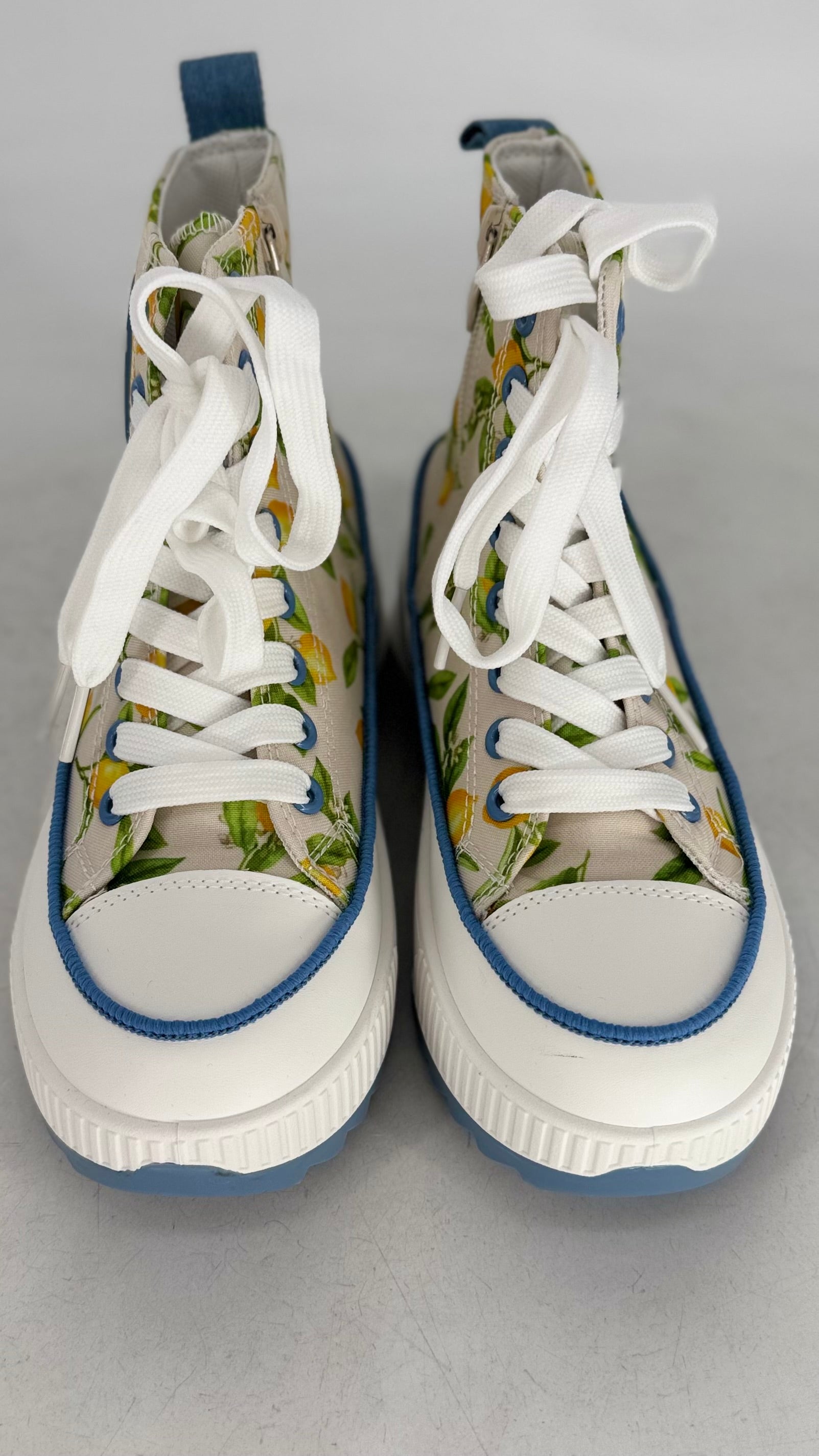 Sneaker mit Plateausohle, blau/gelb 680