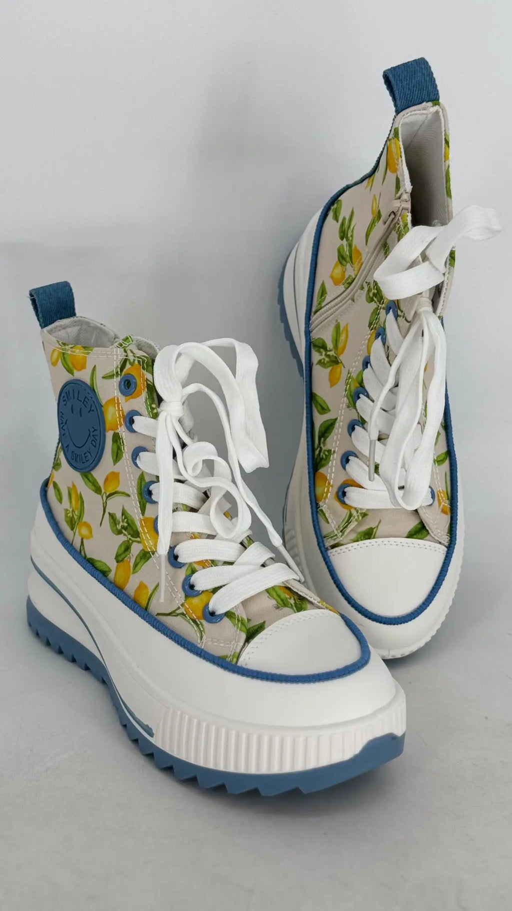 Sneaker mit Plateausohle, blau/gelb 680 - By Elena FashionBy Elena Fashion