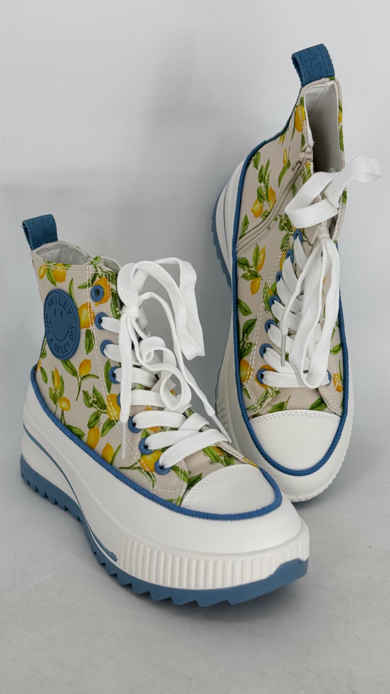 Sneaker mit Plateausohle, blau/gelb 680