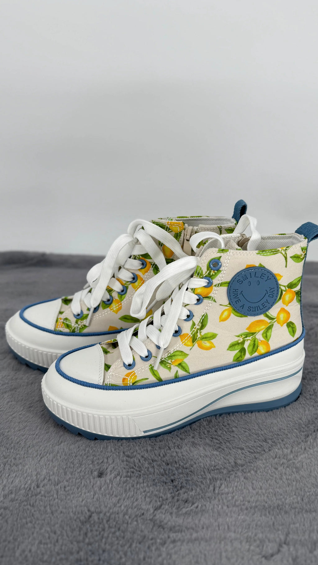 Sneaker mit Plateausohle, blau/gelb 680 - By Elena FashionBy Elena Fashion