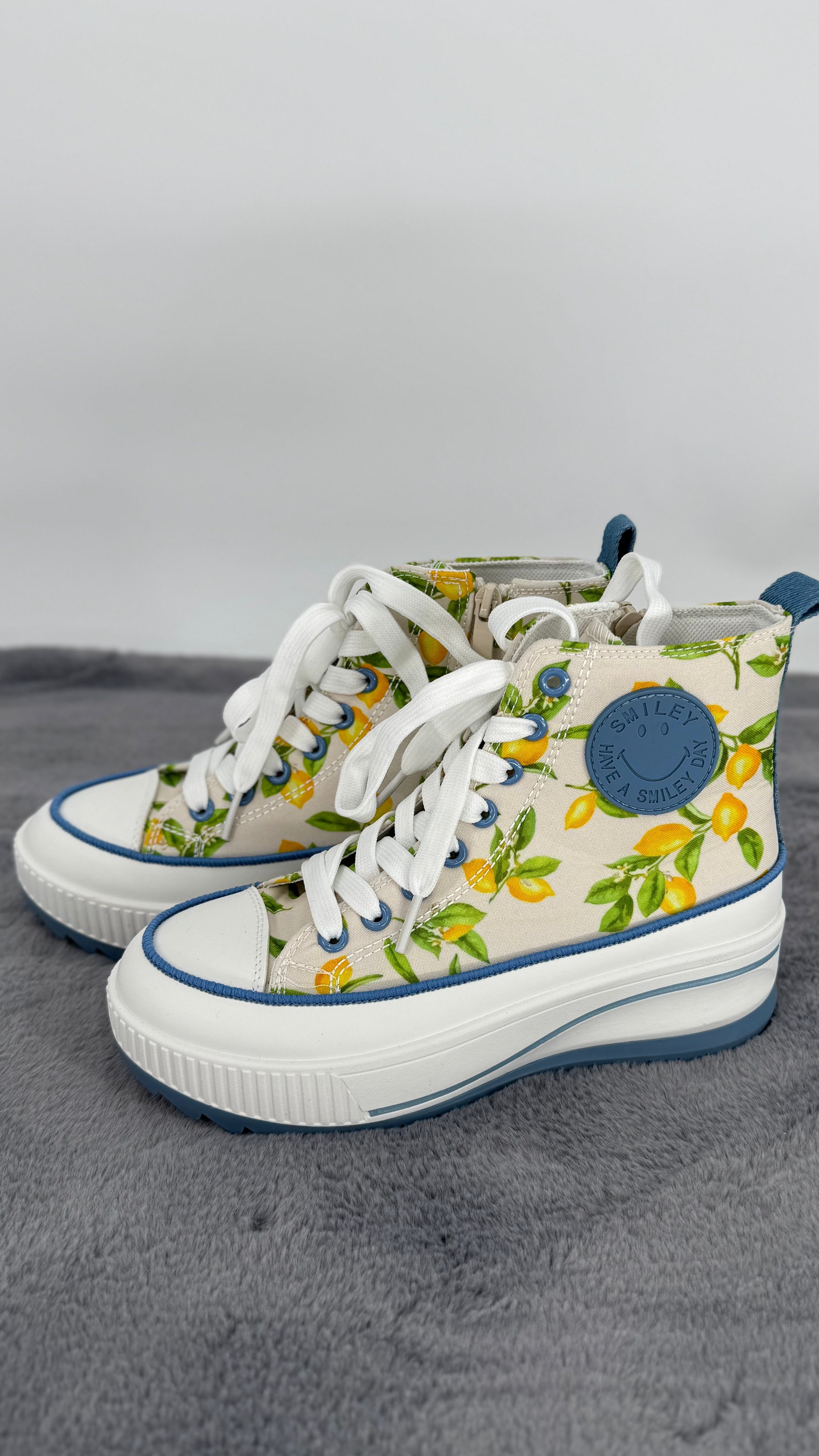 Sneaker mit Plateausohle, blau/gelb 680