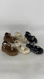 Sandalen NAN - NU "HAPPY", schwarz, creme - By Elena FashionBy Elena Fashion