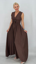Maxikleid "Dolce " in  Braun und Taupe