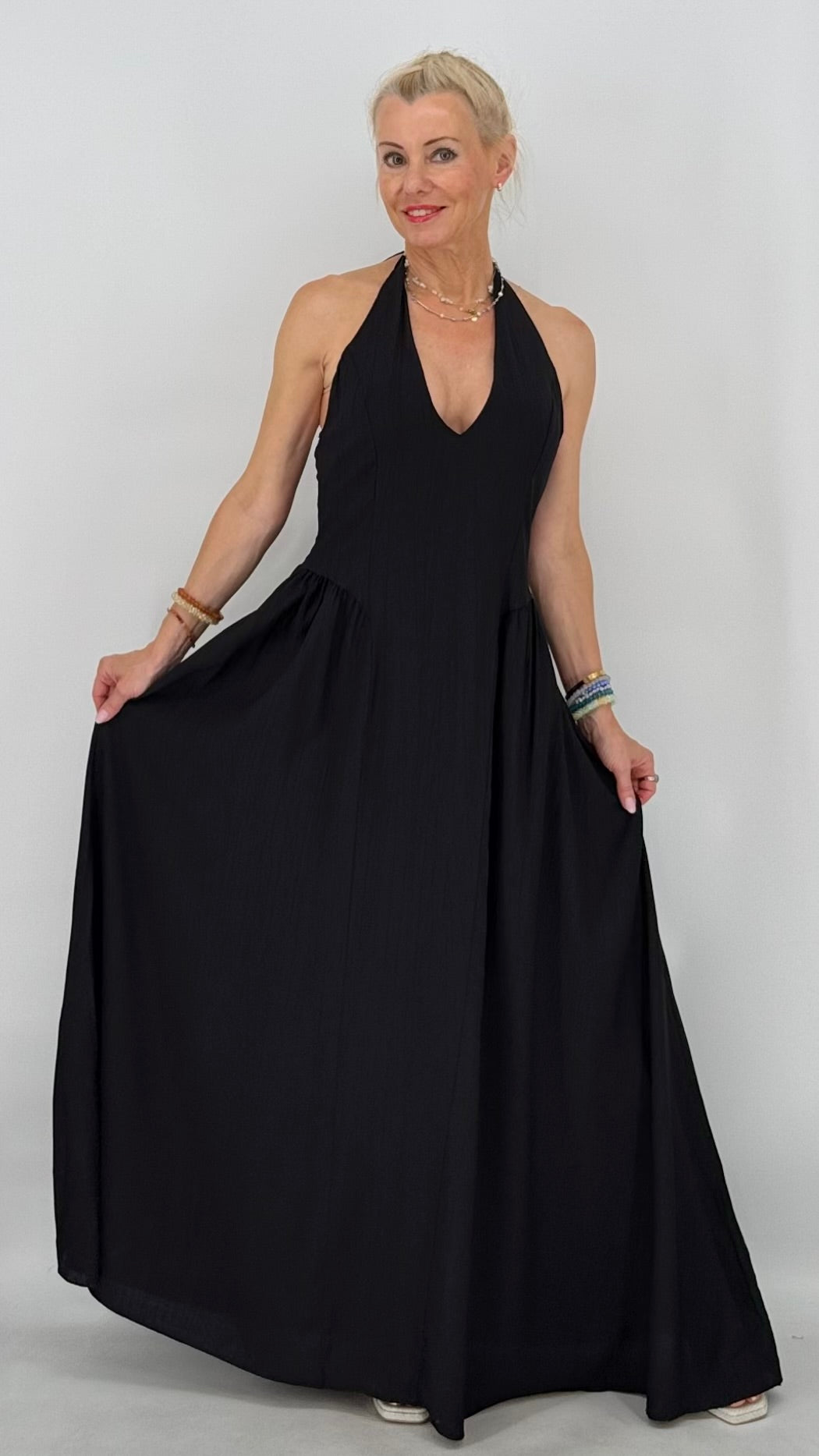 Maxi  Kleid "Chic" in Schwart, Taupe, Braun