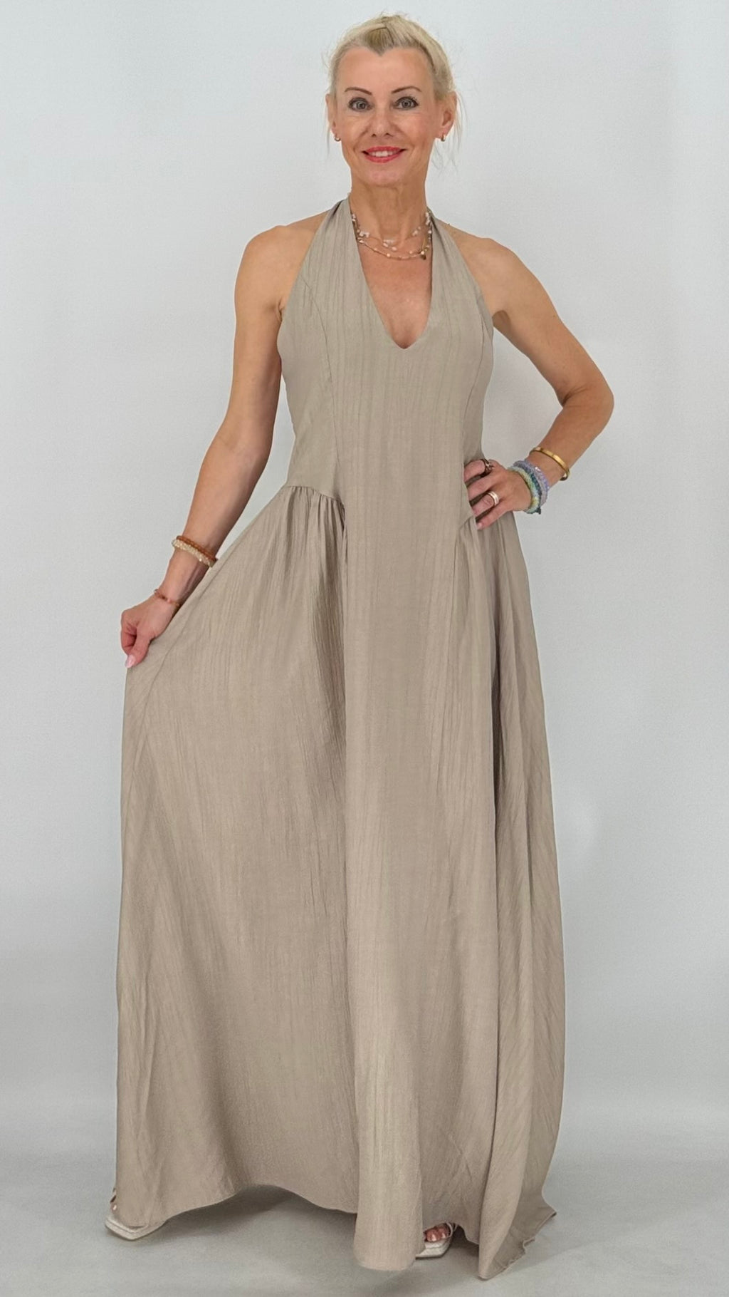 Maxi  Kleid "Chic" in Schwart, Taupe, Braun