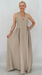 Maxi  Kleid "Chic" in Schwart, Taupe, Braun