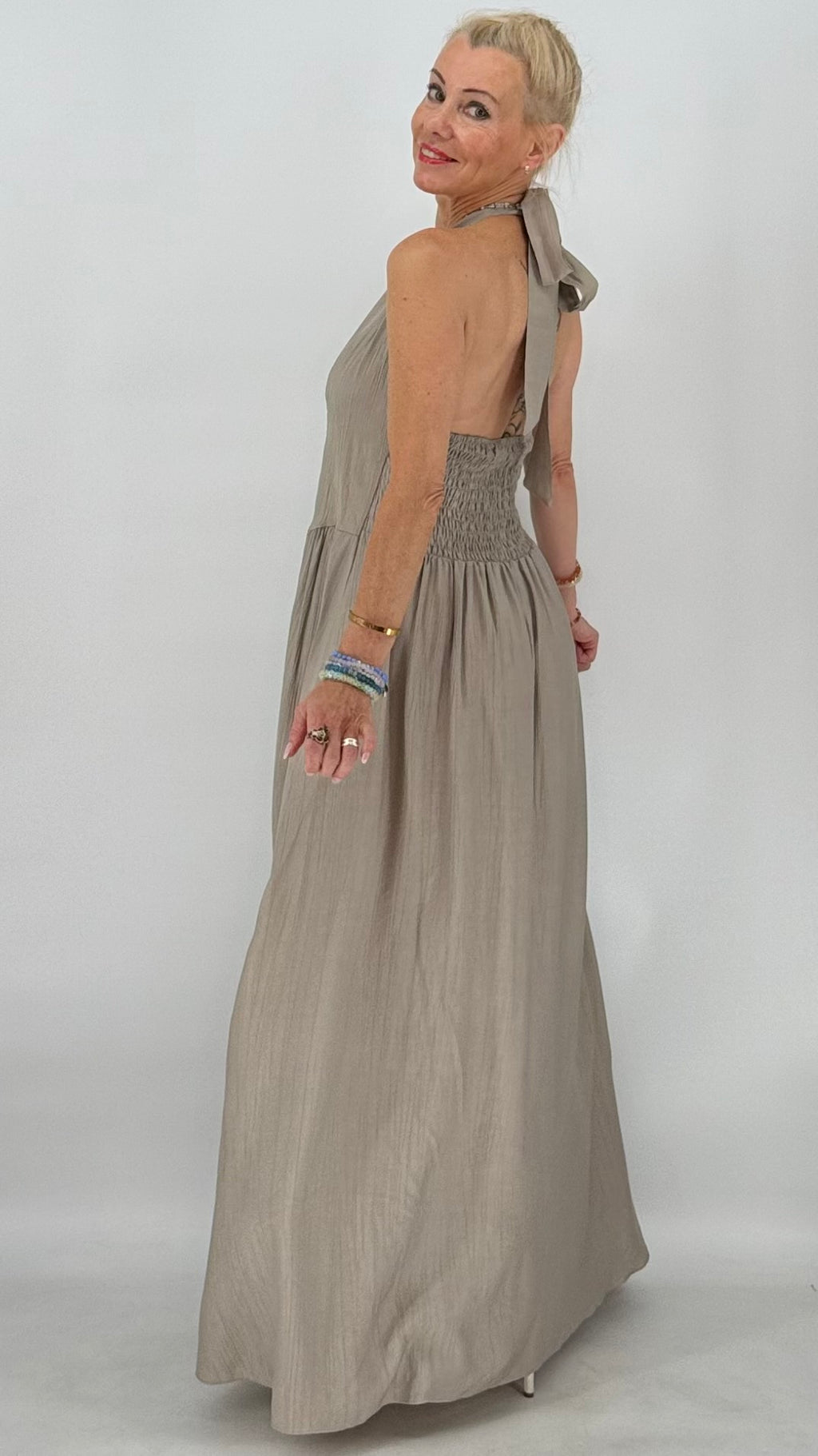 Maxi  Kleid "Chic" in Schwart, Taupe, Braun