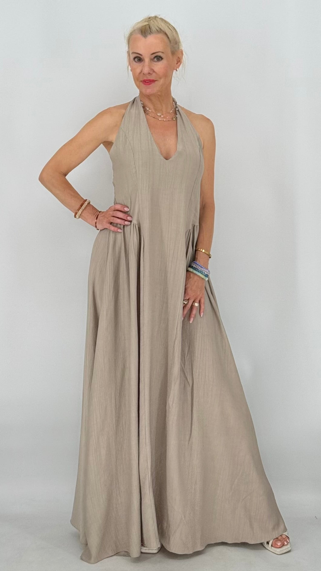 Maxi  Kleid "Chic" in Schwart, Taupe, Braun