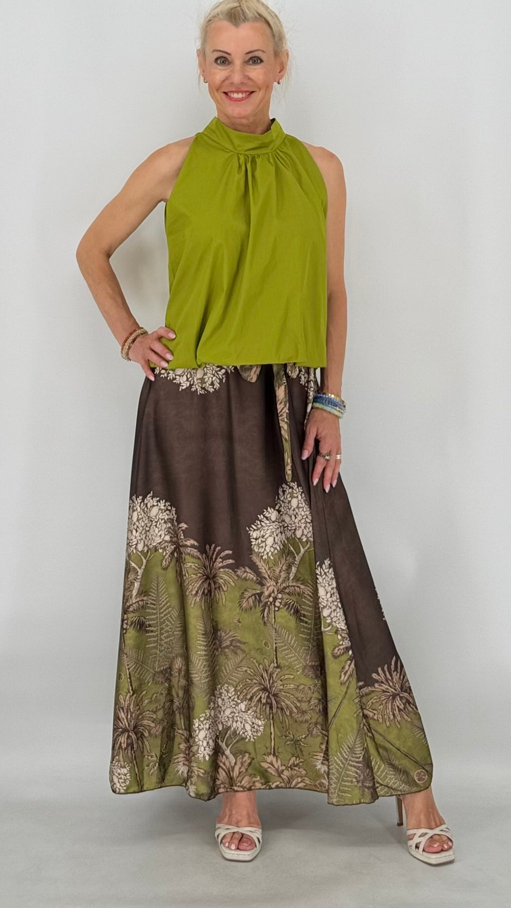 Sommer Top "SUN", schwarz, braun, pistazie
