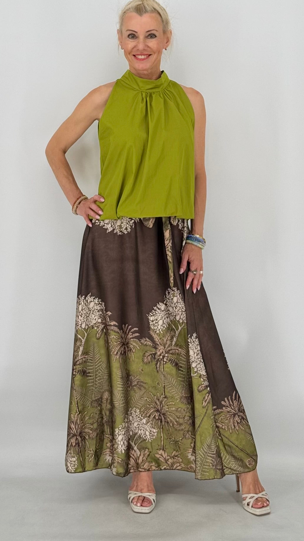 Sommer Top "SUN", schwarz, braun, pistazie