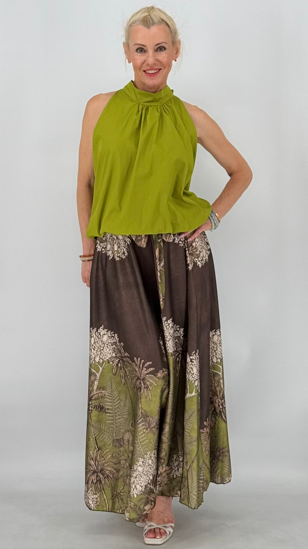 Sommer Top "SUN", schwarz, braun, pistazie