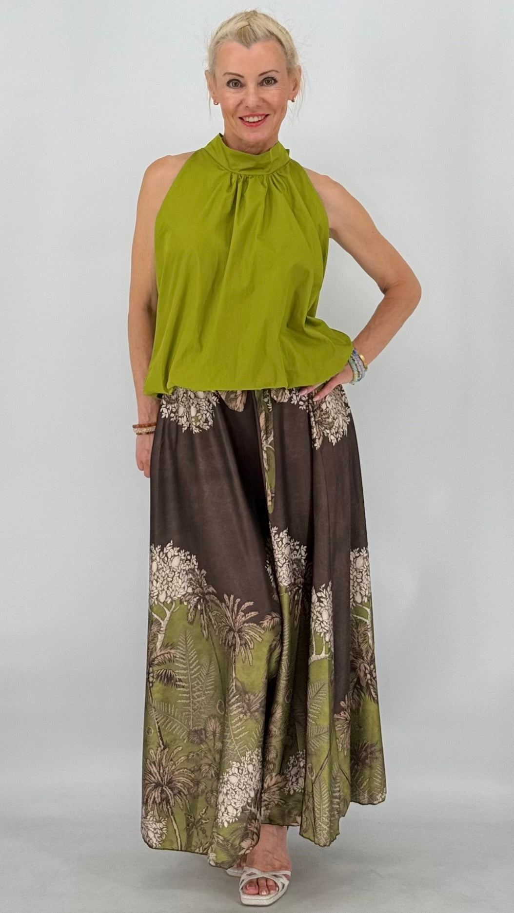 Sommer Top "SUN", schwarz, braun, pistazie
