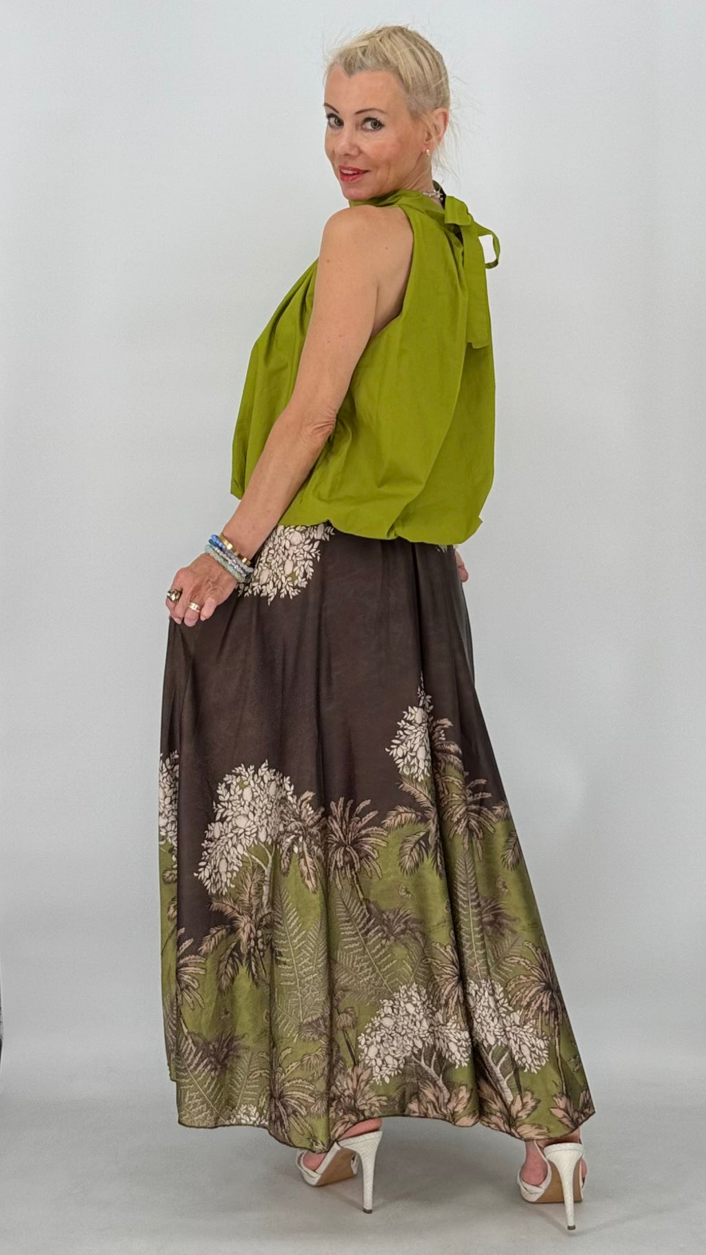 Sommer Top "SUN", schwarz, braun, pistazie