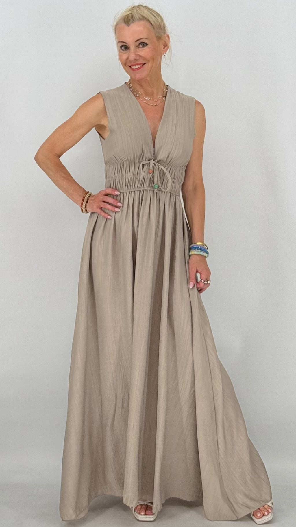 Maxikleid "Dolce " in  Braun und Taupe
