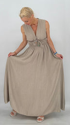Maxikleid "Dolce " in  Braun und Taupe