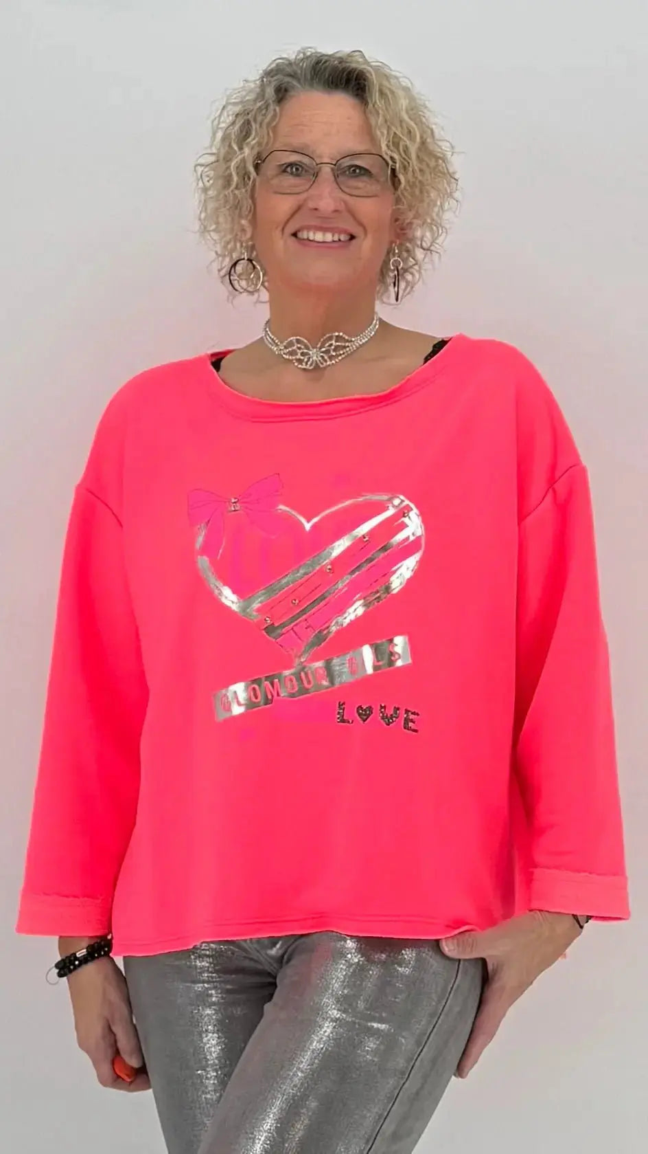 Sweatshirt "Glomour", weiss, pink, rosa, blau - By Elena FashionBy Elena Fashion