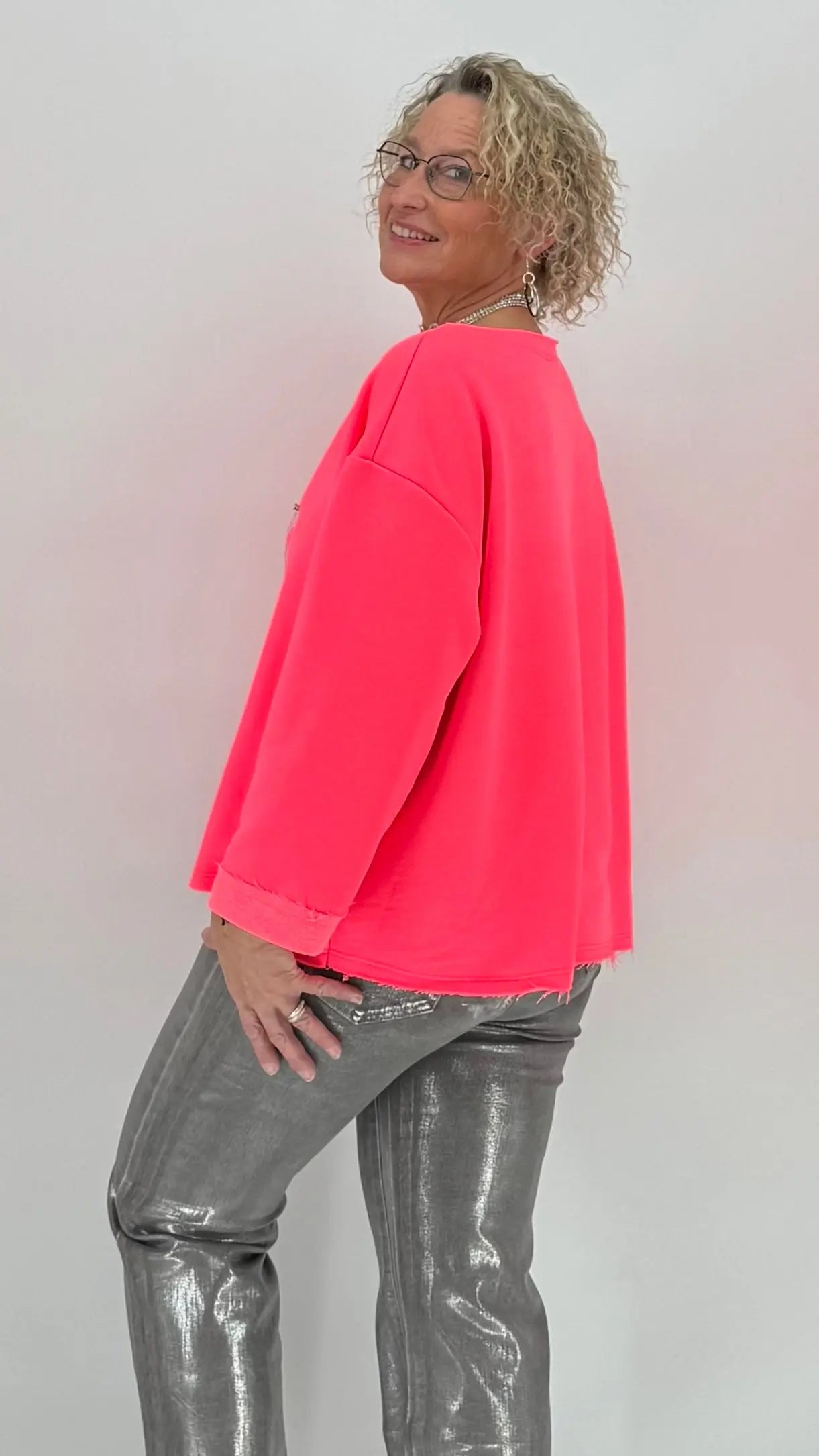 Sweatshirt "Glomour", weiss, pink, rosa, blau - By Elena FashionBy Elena Fashion