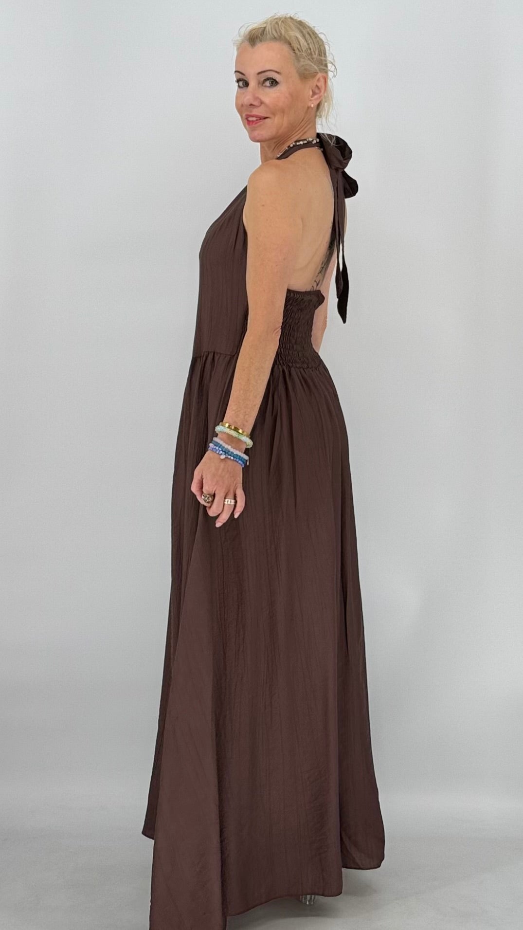 Maxi  Kleid "Chic" in Schwart, Taupe, Braun
