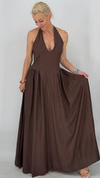 Maxi  Kleid "Chic" in Schwart, Taupe, Braun