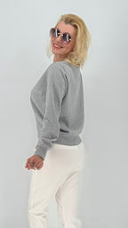 Strickjacke, mit Schleife, hellgrau