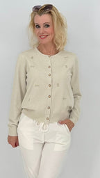 Strickjacke, mit Schleife, beige