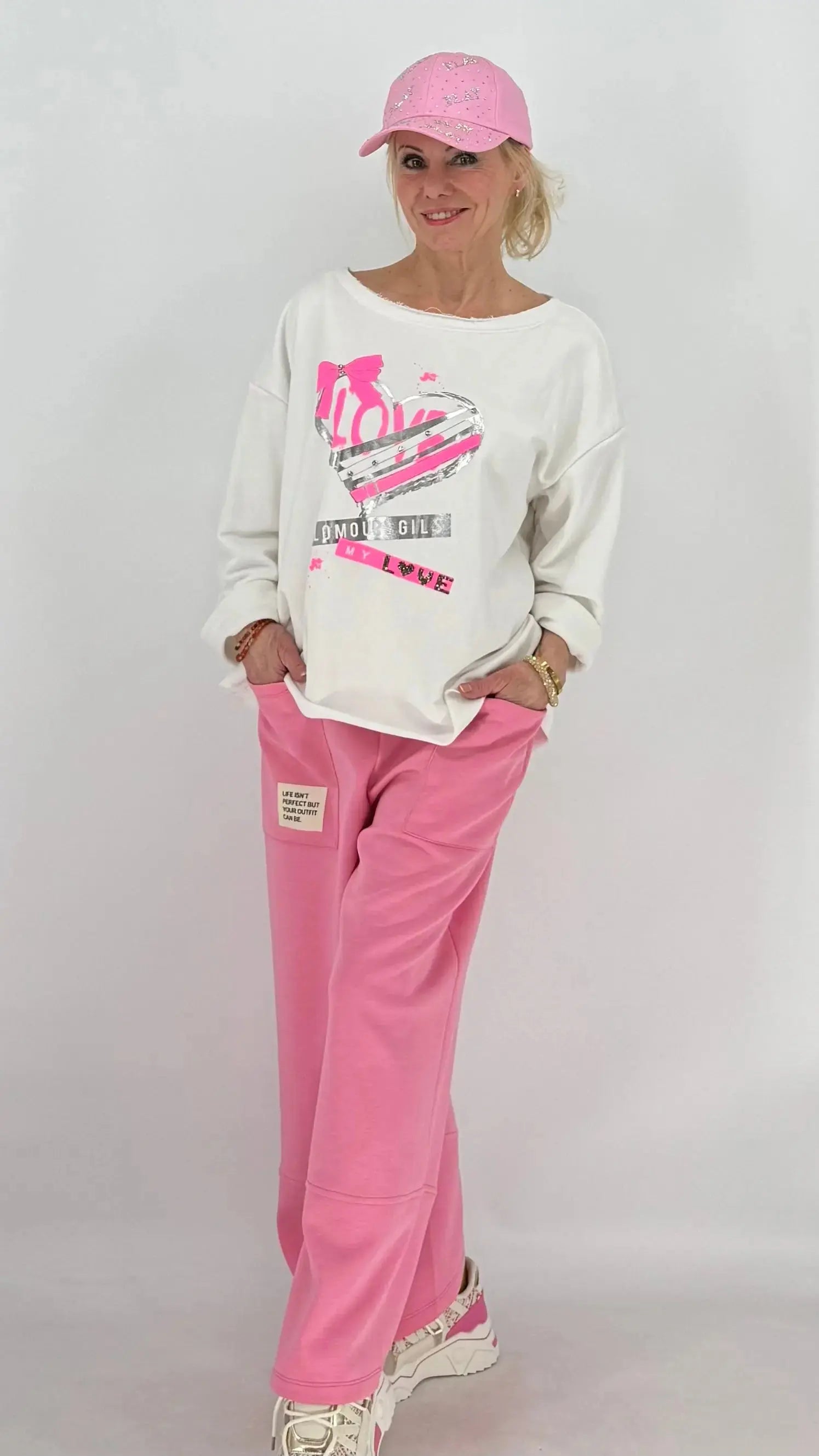 Sweatshirt "Glomour", weiss, pink, rosa, blau - By Elena FashionBy Elena Fashion