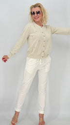 Strickjacke, mit Schleife, beige