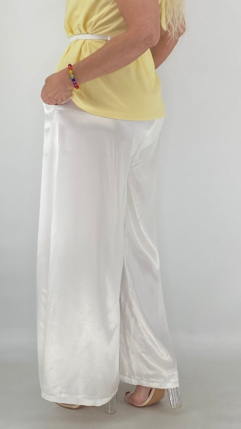 Elegante Palazzo Hose, 100% Viskose, in Weiß