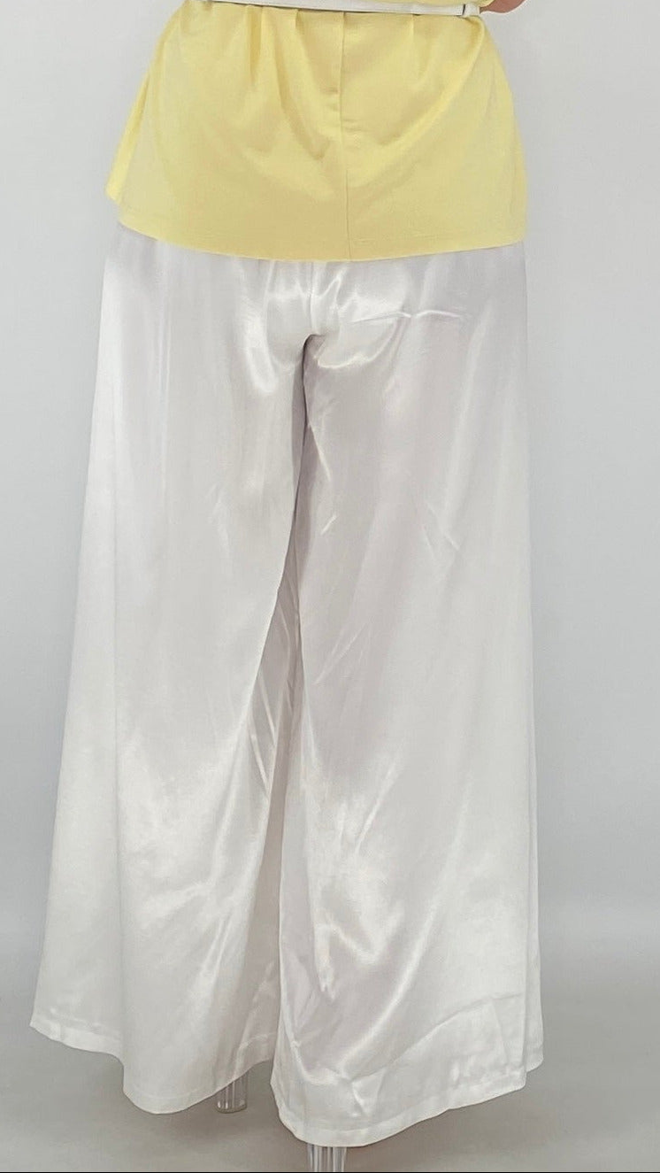 Elegante Palazzo Hose, 100% Viskose, in Weiß