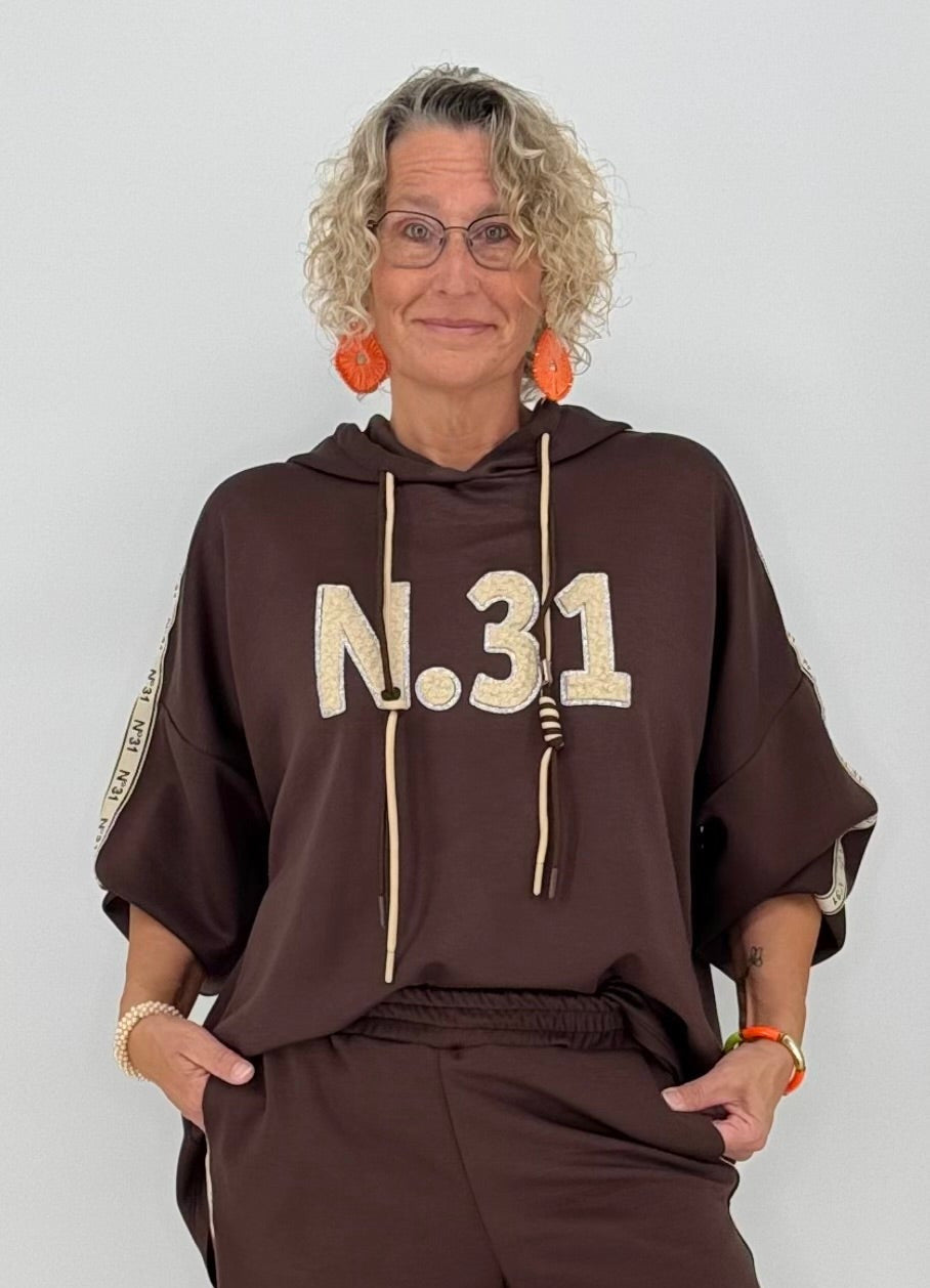 Sweatshirt mit Kapuze "N.31", braun