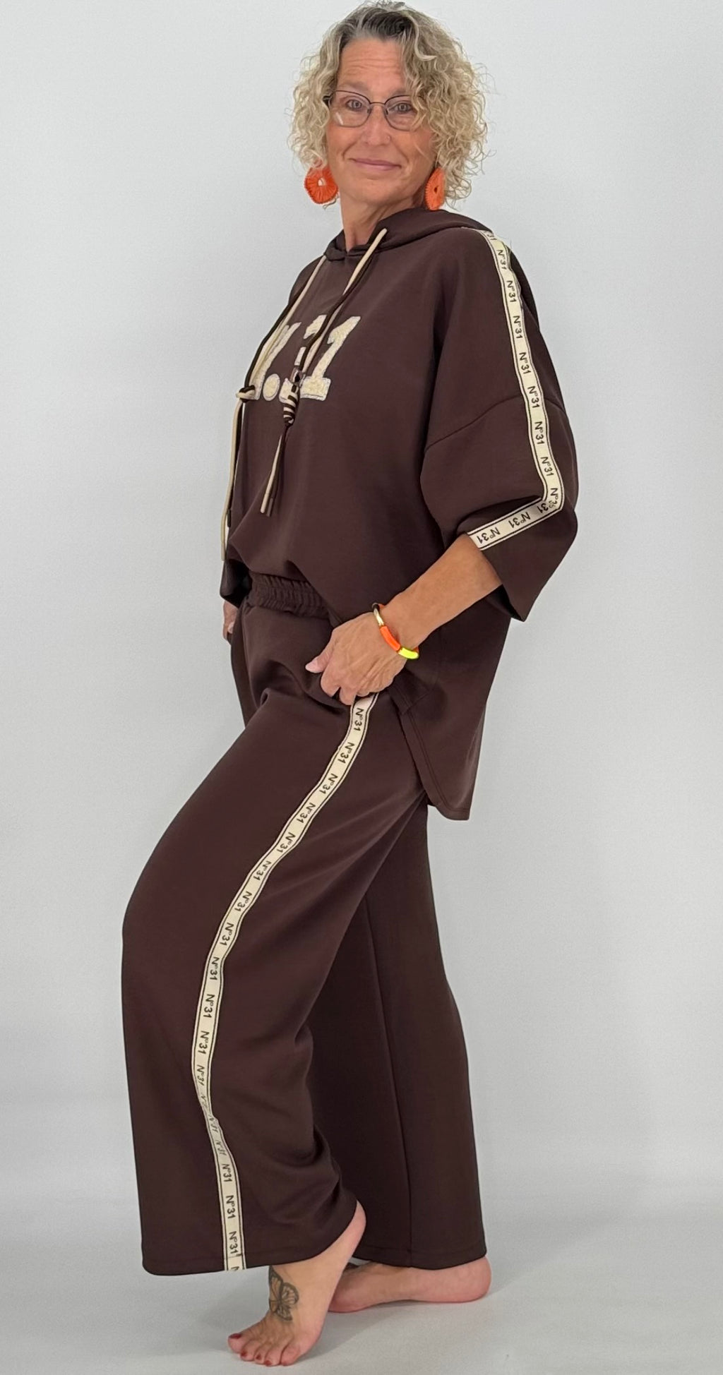 Sweatshirt mit Kapuze "N.31", braun