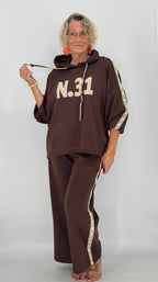 Sweatshirt mit Kapuze "N.31", braun