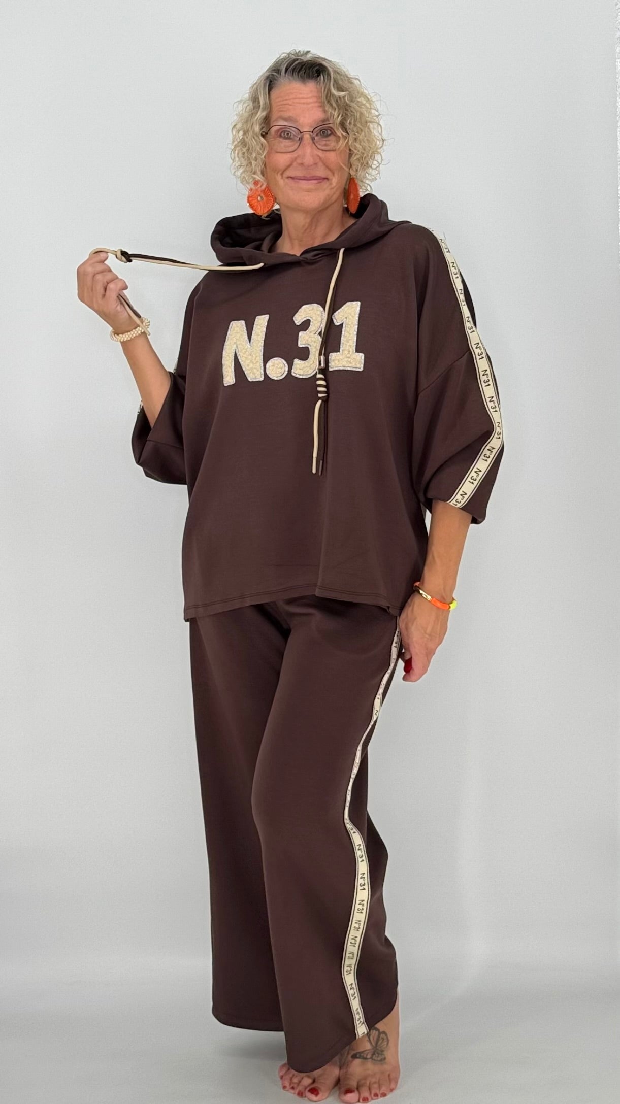 Sweatshirt mit Kapuze "N.31", braun