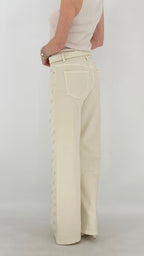 Mid Waist Jeans mit Strass in Beige