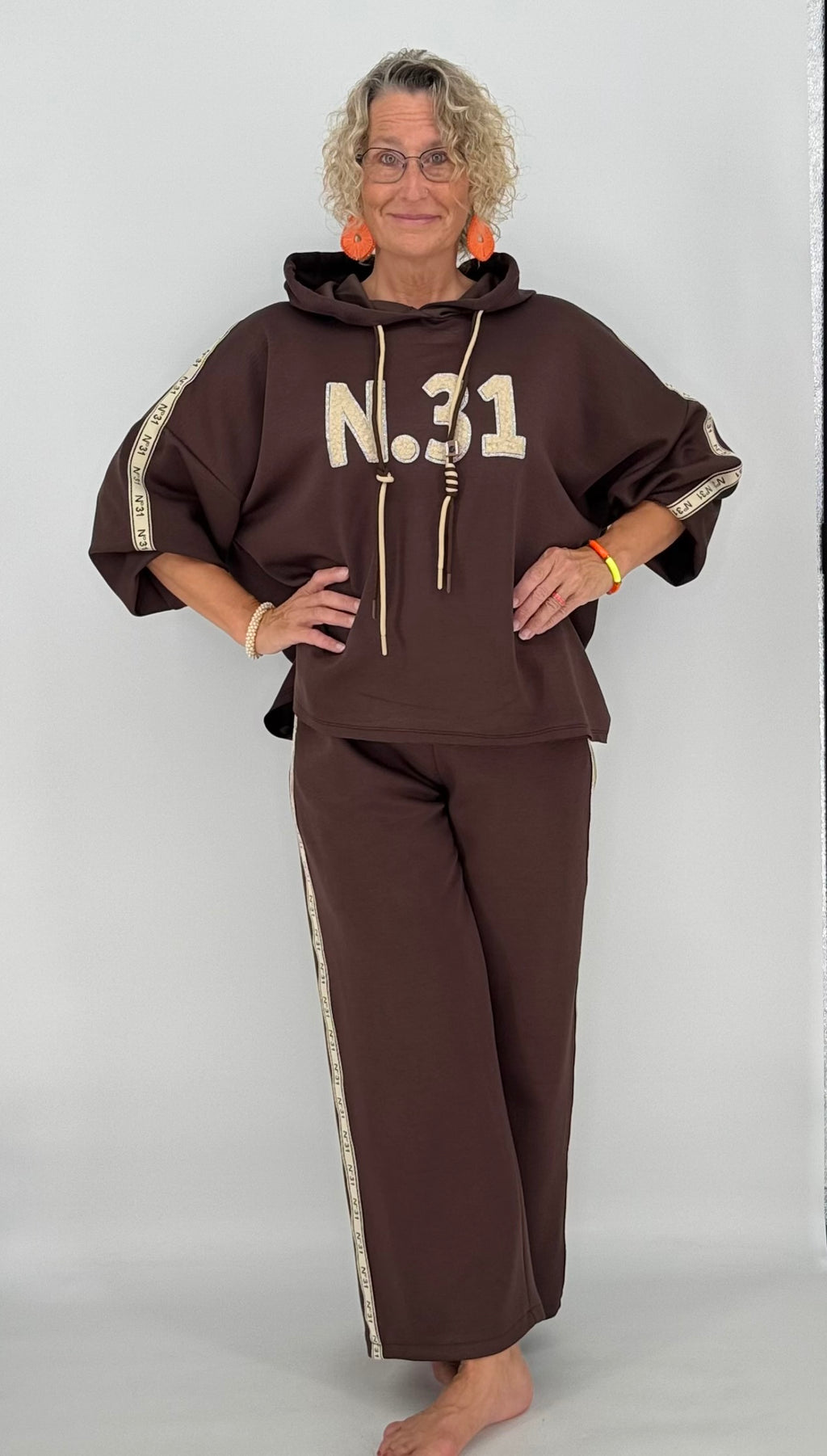 Sweatshirt mit Kapuze "N.31", braun