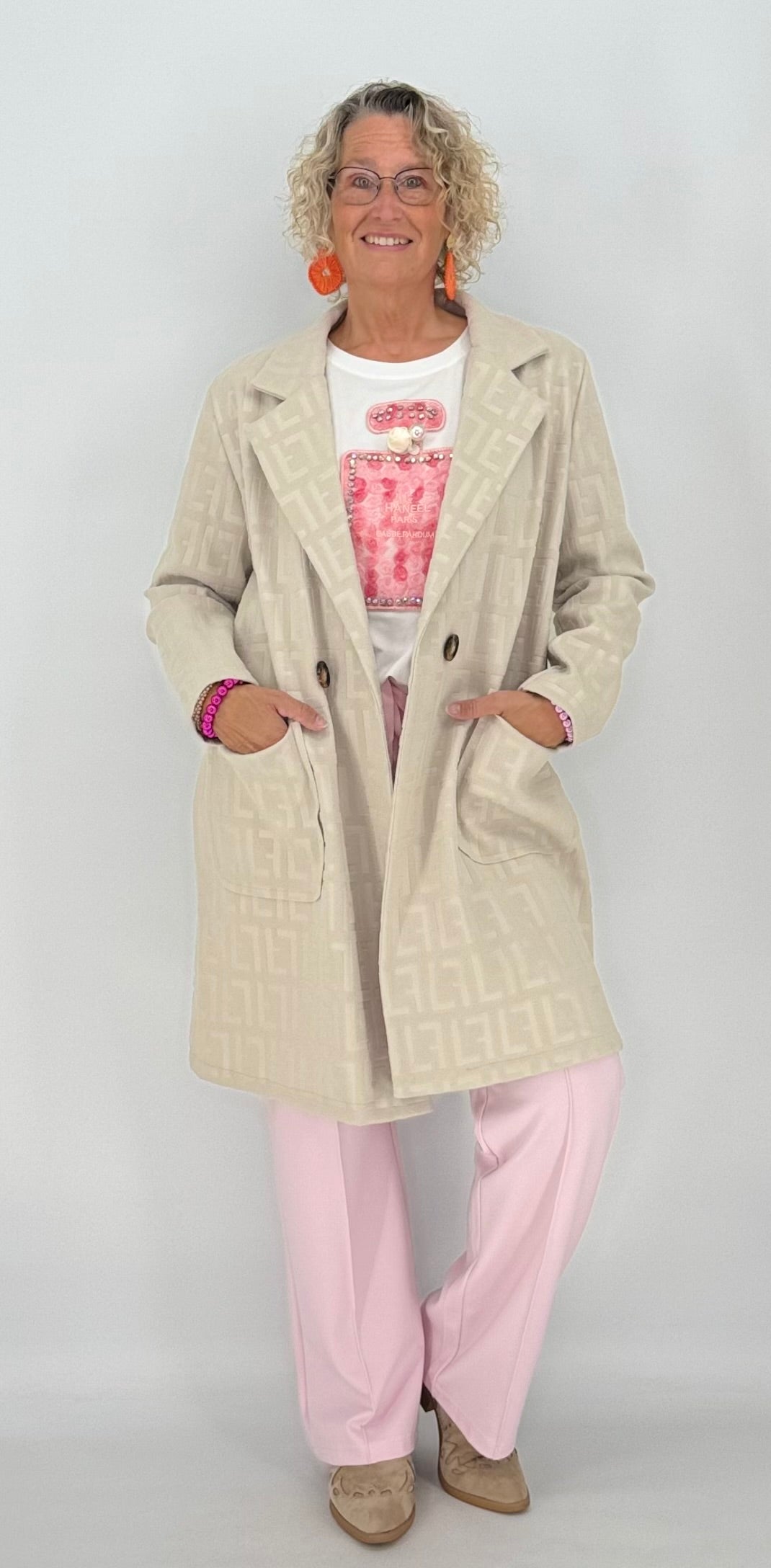 Mantel mit strukturiertem Muster, beige