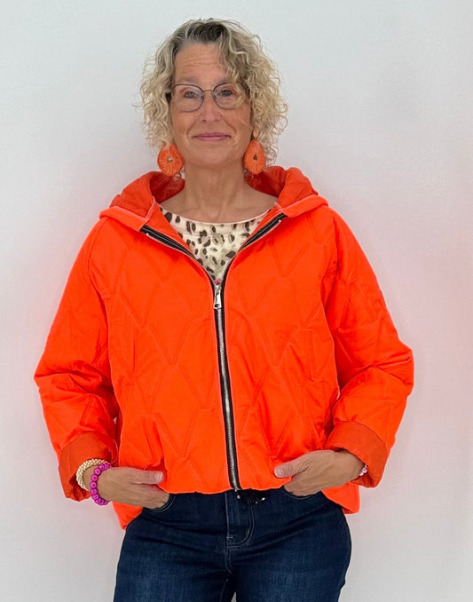 Leichte Steppjacke, neon orange