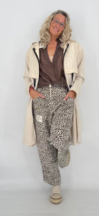 Leichte lange Steppjacke, creme