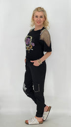Stylisches Shirt mit Glitzer-Print, weiß, schwarz
