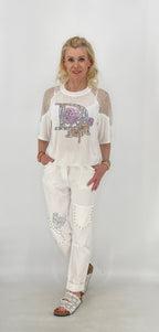 Stylisches Shirt mit Glitzer-Print, weiß, schwarz