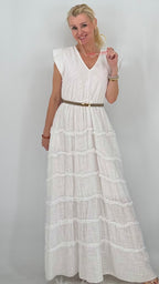 ESViViD Maxi, Sommer Kleid, taupe, weiße