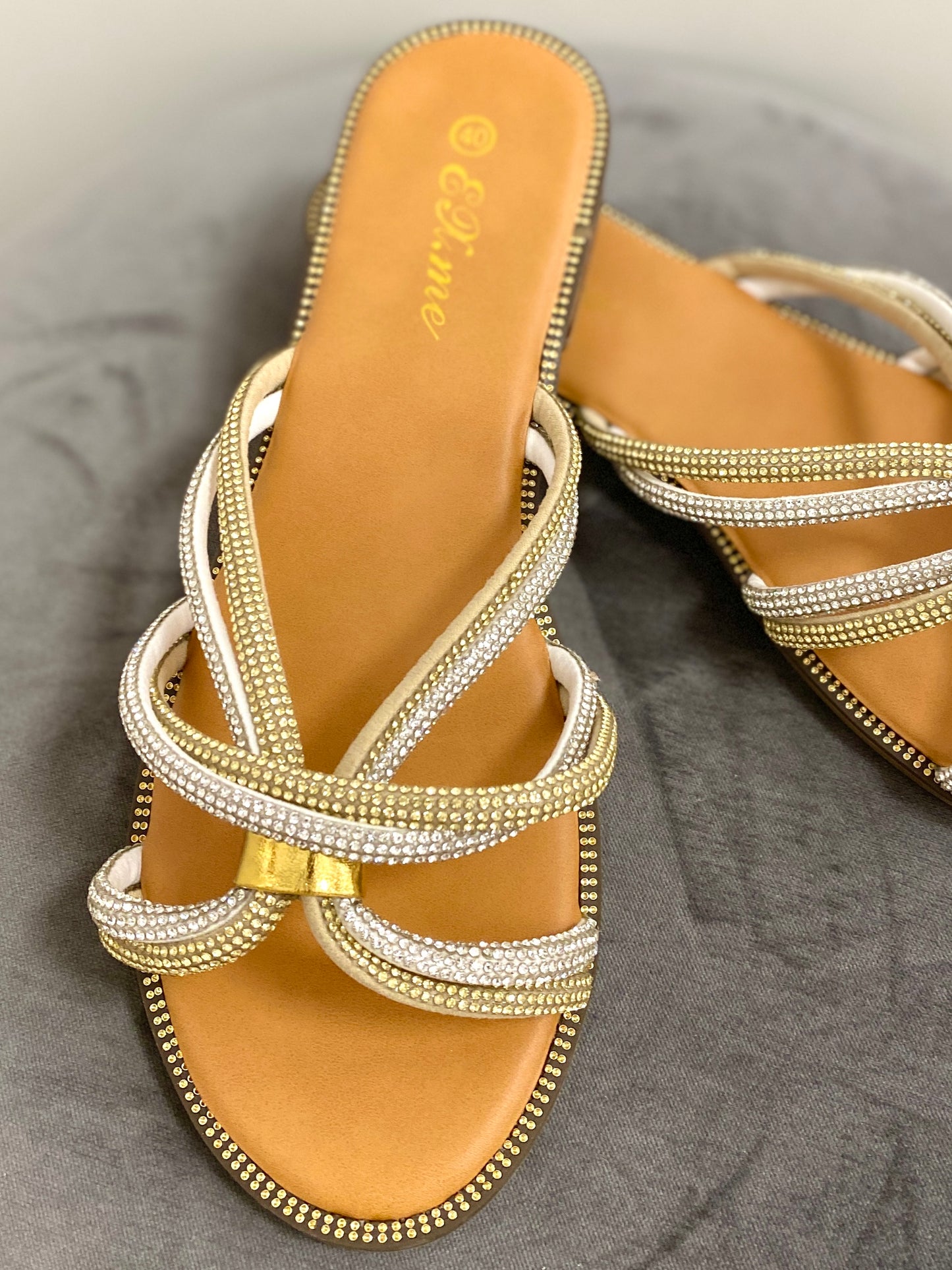 Flip Flop "Strass" silber/gold