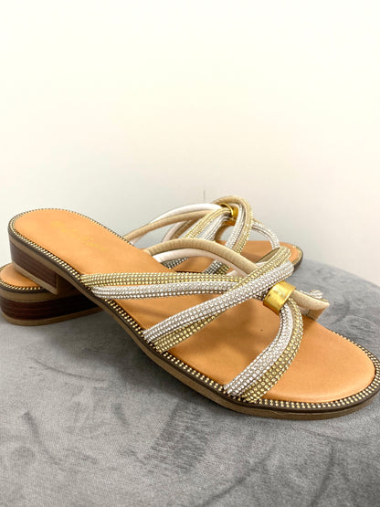 Flip Flop "Strass" silber/gold