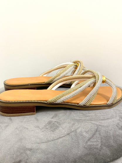 Flip Flop "Strass" silber/gold