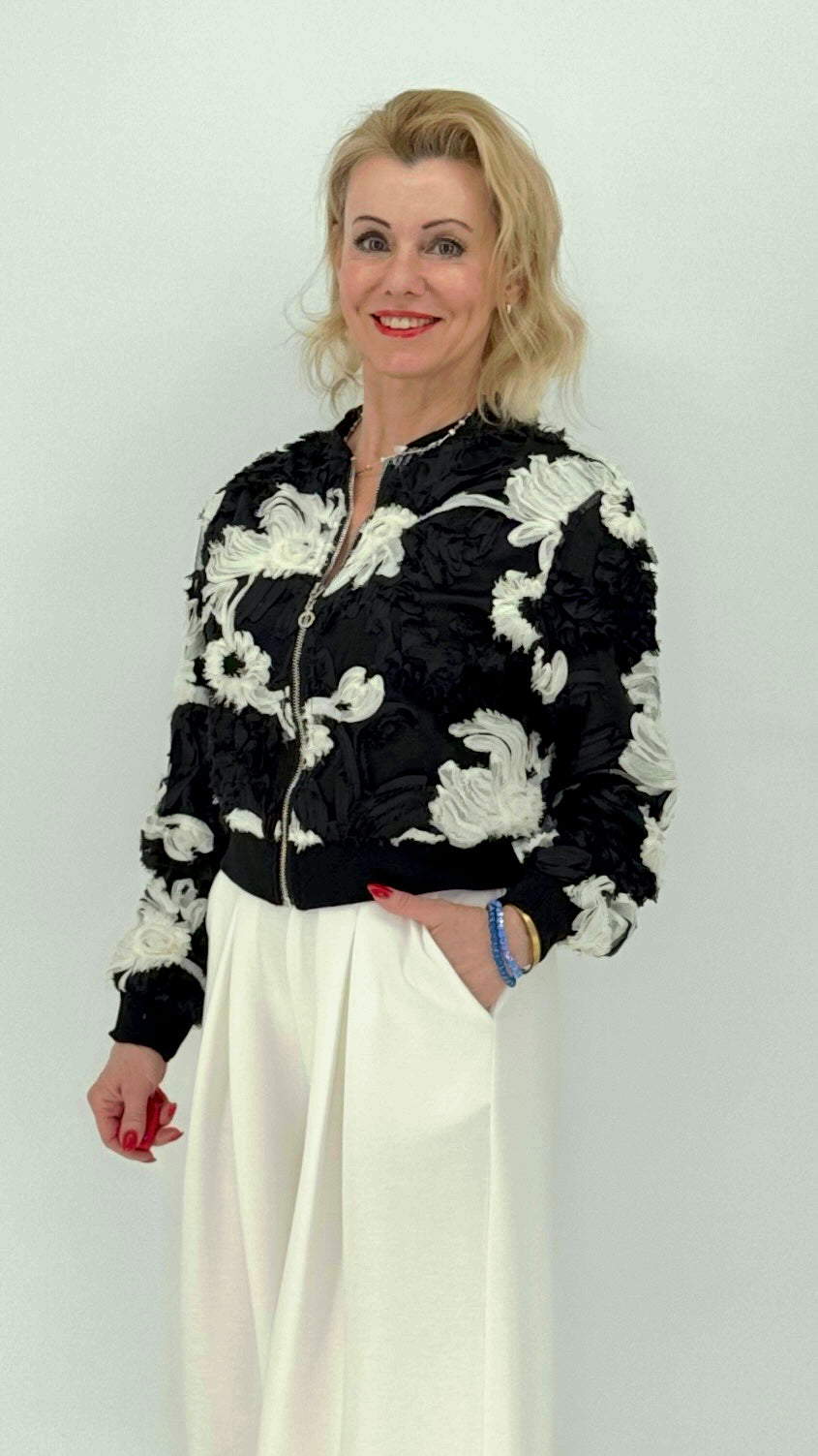 Bomber-Jacke in schwarz/weiss