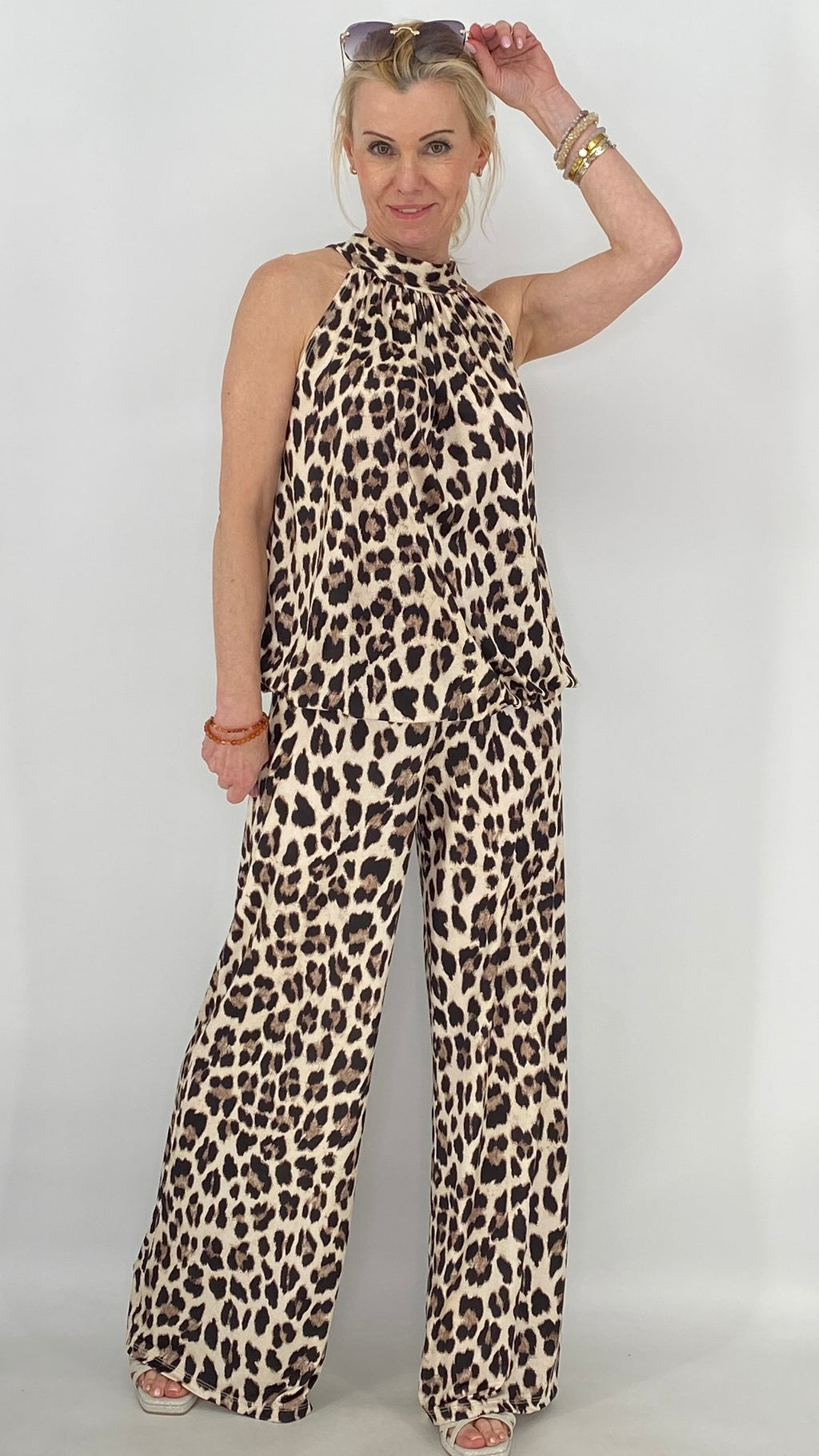 Damen Set : Hose und Neckholder-Top in Leo