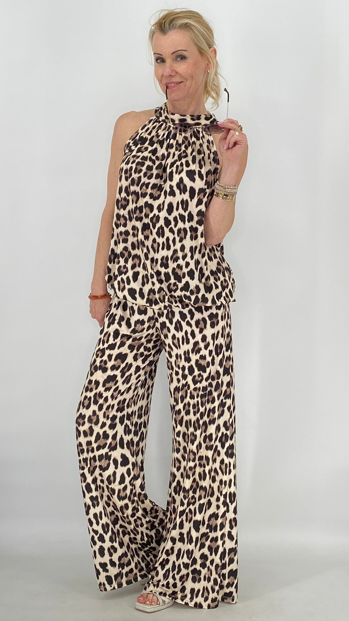 Damen Set : Hose und Neckholder-Top in Leo